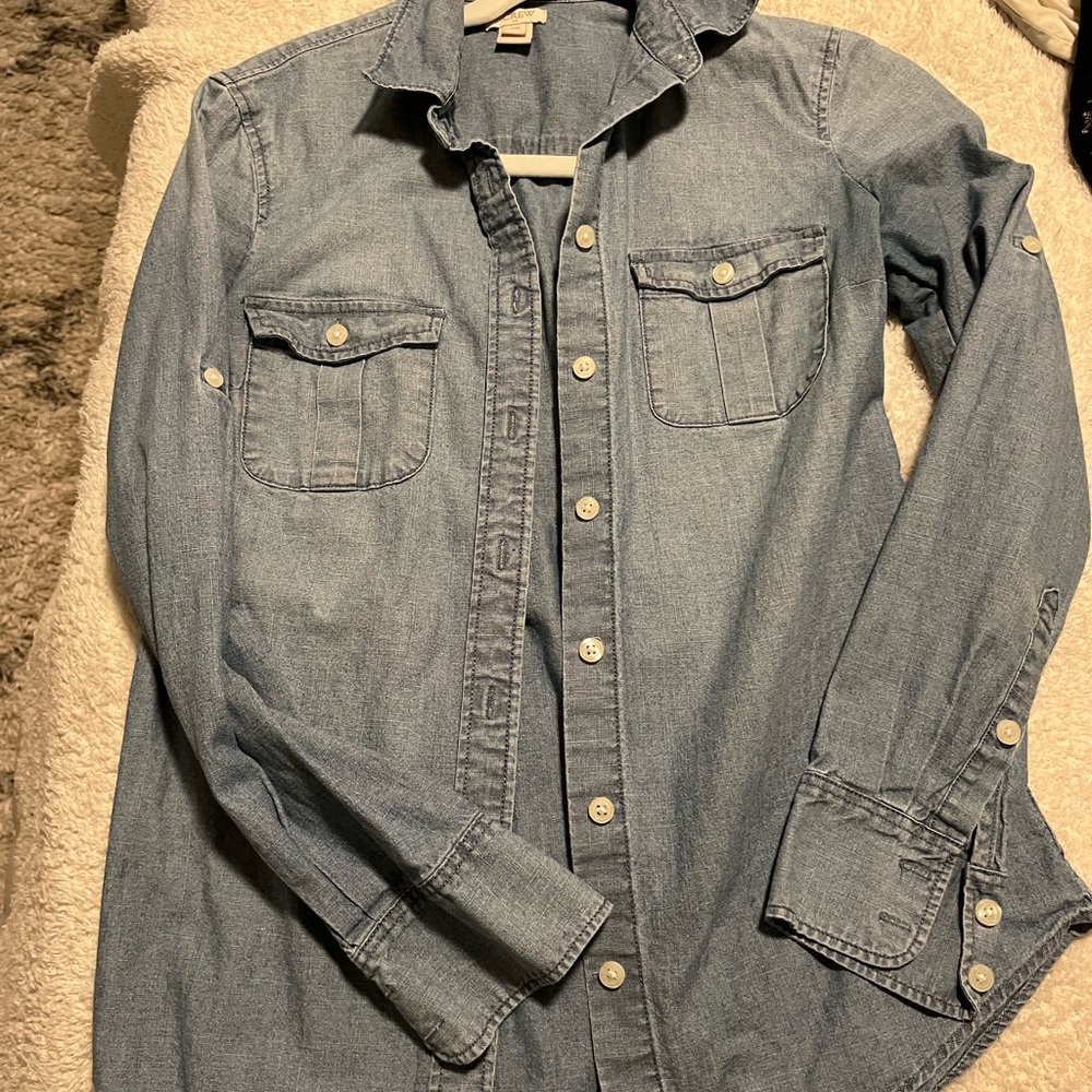 J. Crew Light Blue Cotton Chambray Shirt XXS
